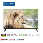 Ailyons 65 inch Smart Android 4K TV UHD Bluetooth Frameless YouTube & Netflix